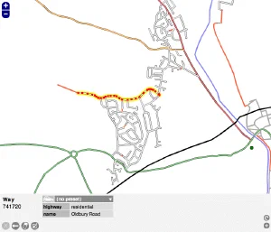 Old map from OpenStreetMap of Worcester