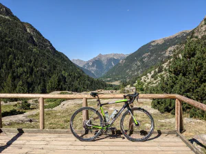 bicycle in front of mountains