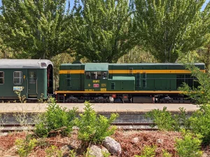old green diesel locomotive