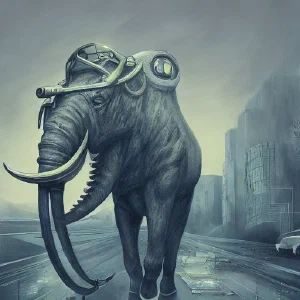 AI Art: Mastodon in steampunk style