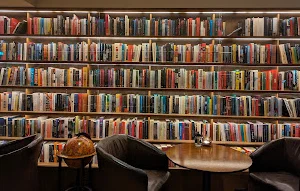 Library with seating area in front