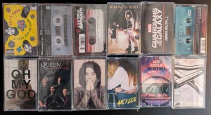New prerecorded cassettes from Queen, Bjork, Bon Jovi, De La Soul, ...